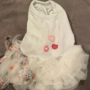 White Tutu Dog Dress with Floral Bow Louisdog XS Teacup Kisses